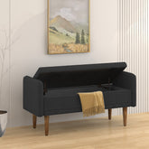 Teddy velvet storage stool, ,with storage space, suitable for apartments, living rooms and bedrooms-BLACK(45.98"*16.75"*21.75")